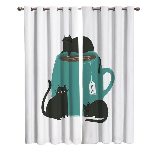 

три черные кошки на кубок окна гостиная кухня открытый закрытый