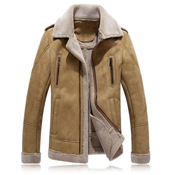 

men winter dress wool liner warm leather jackets and coats 245, Black