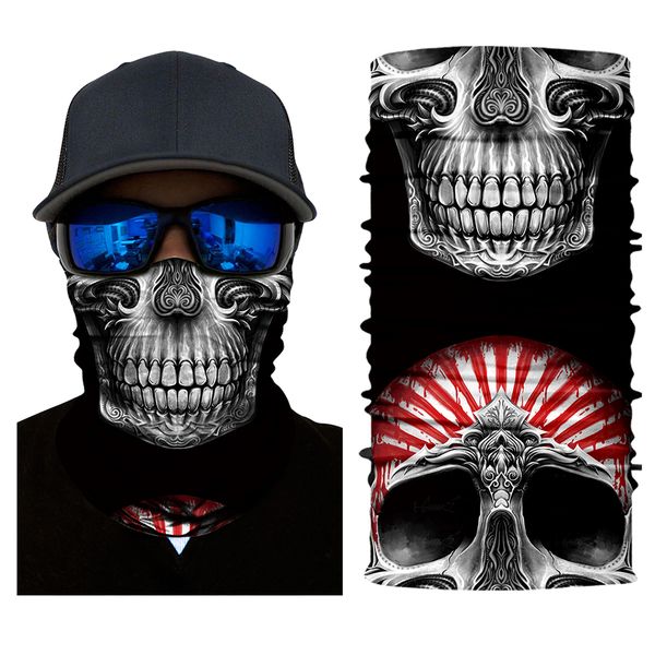 

multi wear face mask cool skull magic headwear biker motorcycle scarf outdoor motocross bandanas hunting 3d seamless neck tube