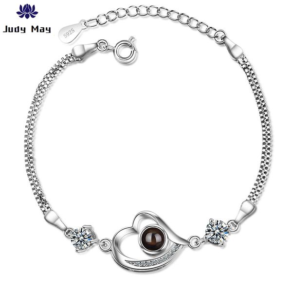 

2020 new arrival 100 languages i love you valentine's day present memory projection bracelet for womens ladies, Black