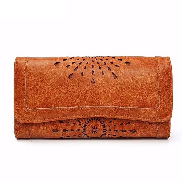 

hollow out pattern wallet female purse pu leather handbag practical women wallets and purses vintage long wallets, Red;black