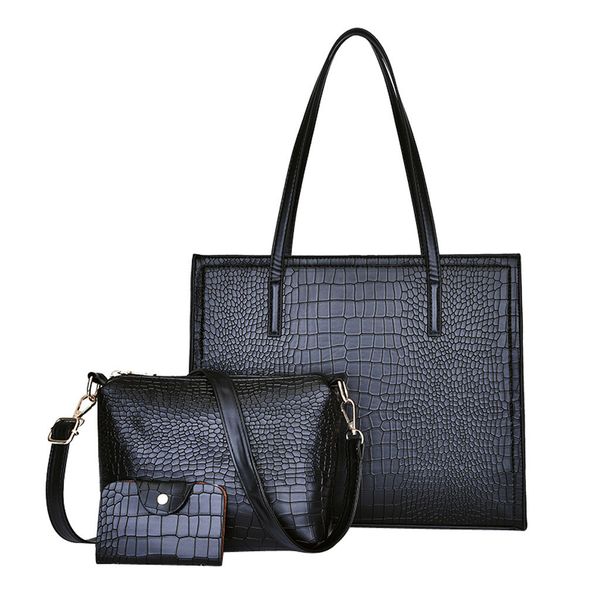 

xiniu 3pcs women bag alligator pattern hand bag tote handbags lady leather shoulder bag+crossbody bag+card package