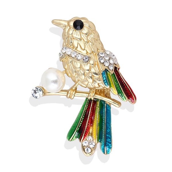 

lovely small magpie brooch woman day han jianyue artificial rhinestone lead needle the collar joker shirt pin, Gray
