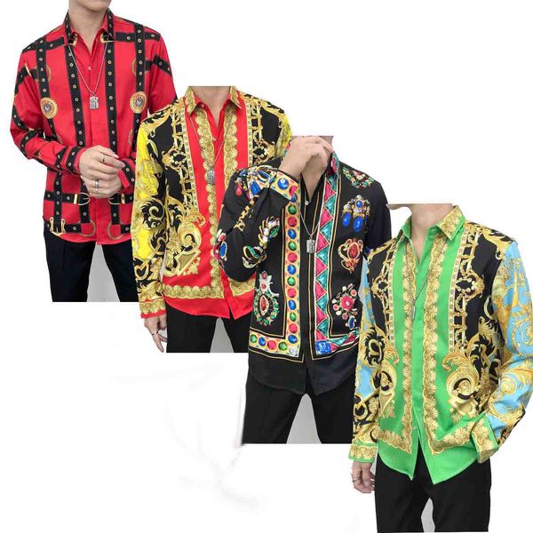 

new men's medusa shirt 2020 long sleeve slim plaid designer shirt business casual men's shirt skirt, White;black