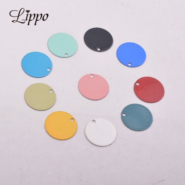 

100pcs ac10604 12mm brass round charms smooth multicolor accessories pendant for earrings jewelry making, Bronze;silver