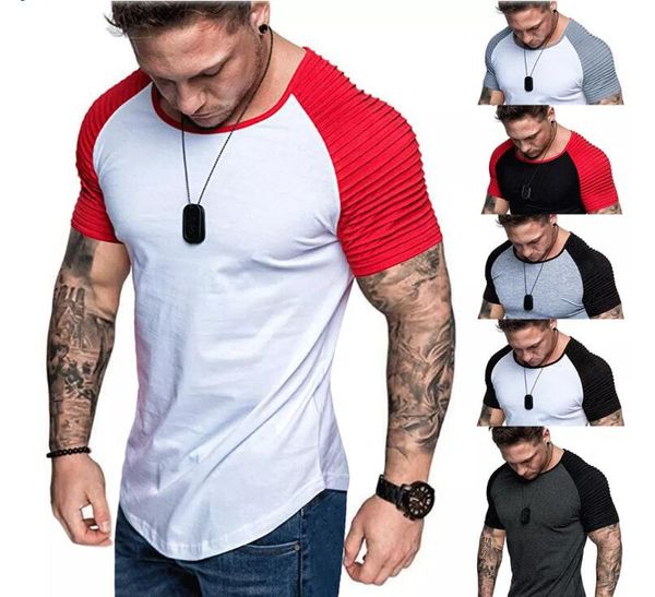 

men summer fashion t shirt patchwork clothes men slim fit o neck short sleeve muscle male shirts cotton tee plus size, White;black