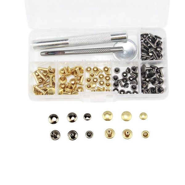 

120 sets leather craft repair double cap rivets tubular metal studs fixing tools dropshipping