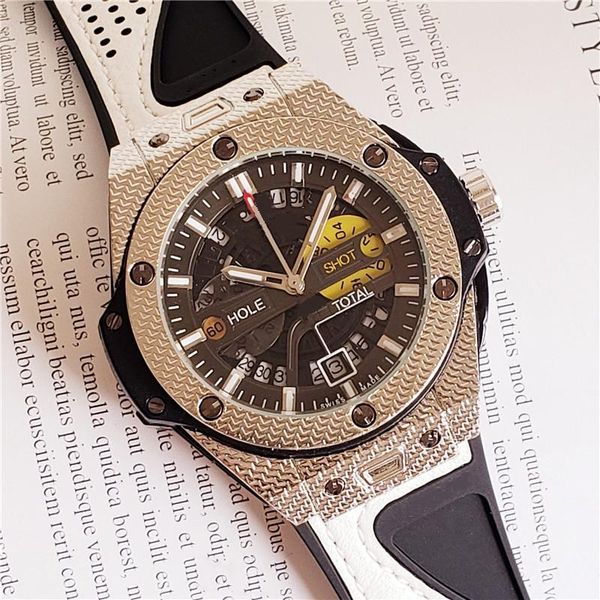 

luxury watch sports men's watch fashion watch calendar movement stainless steel case three-pin large dial rubber, Slivery;brown