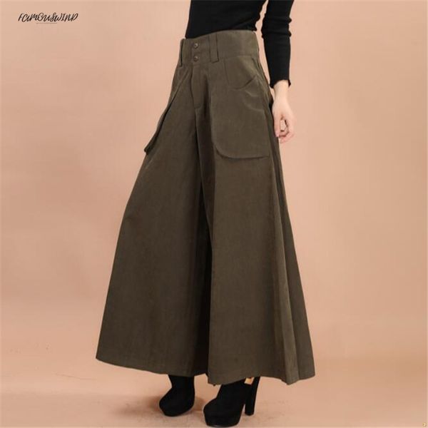 

размер плюс лето женщины широкие ноги платье свободные брюки старинные женские случайные твердые капри юбка брюки свободные карманы 50 s cul, Black;white