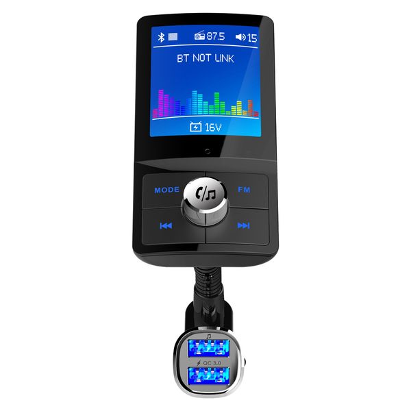 

color screen fm transmitter car mp3 wireless bluetooth handscar kit audio aux modulator with qc3.0 dual usb charge 34