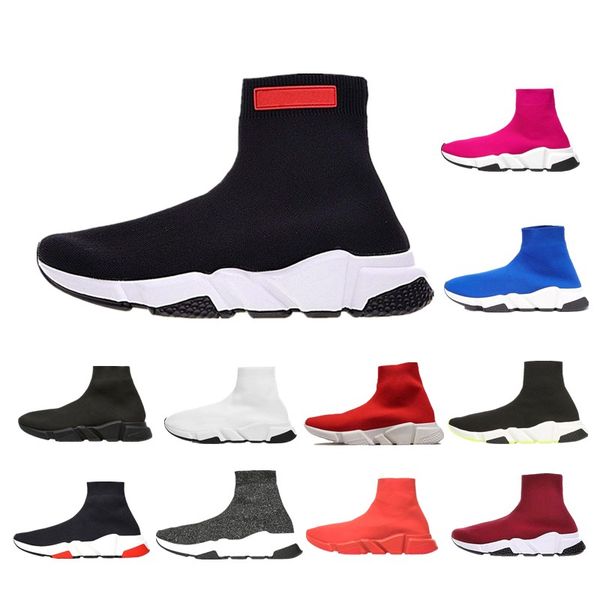

2019 new paris speed trainers knit sock shoe original luxury designer mens womens sneakers high casual shoes on sale, Black