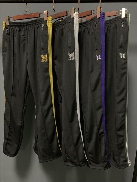 

awge x needles sweatpants women men a$ap awge embroidery ag butterfly drawstring tracksuit joggers sweat pants, Black