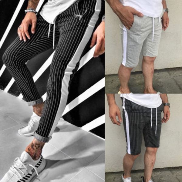 

the latest fashion striped men's casual pants, Black