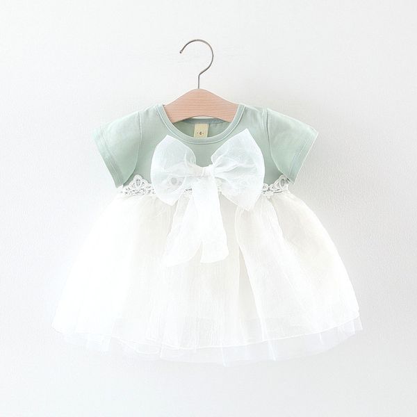 

kids designer clothes girls foreign trade childrens skirt summer girls short-sleeved dress baby child bow solid color organza skirt mesh pet, White