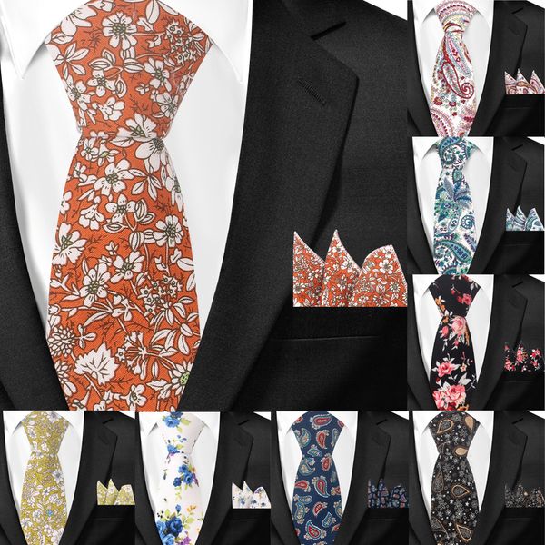 

men tie paisley classic cotton neckties and hanky set for men formal floral print ties for wedding party groom neck ties, Black;blue