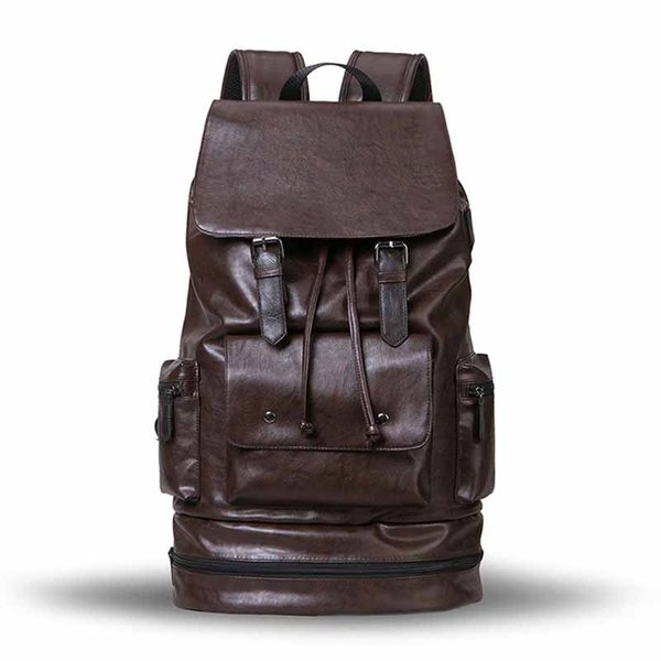 

2018 new pu leather backpack multifunction college school backpacks shoulder backpack large capacity fashion vintage men bags