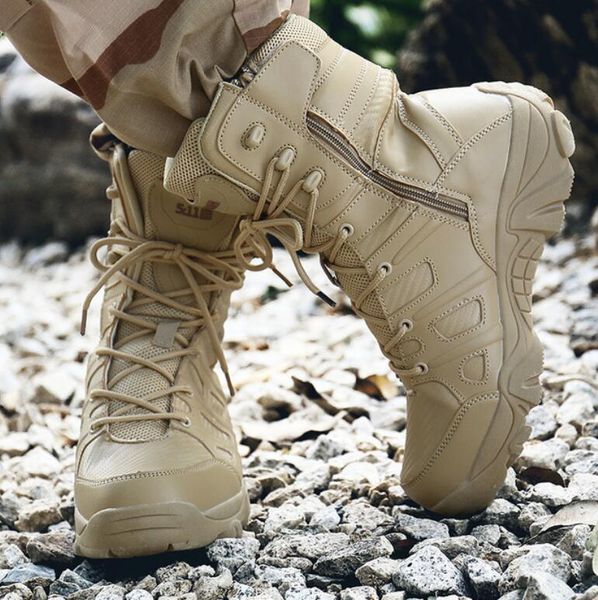 

2019 high booties wear-resistant military boots tactical boots martin men leather boots personality men's boot wholesale v40, Black