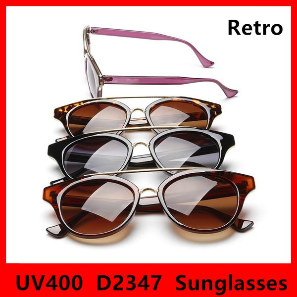 

new retro 2347 sunglasses fashion designer classic eyeglasses uv400 round frame brand glasses 4 colors with box, White;black
