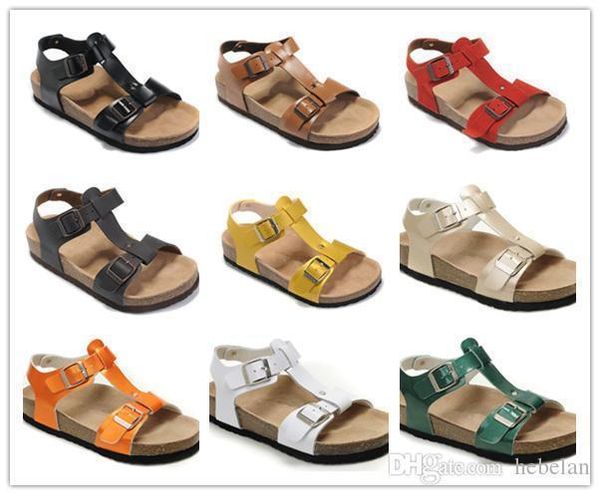 

brand flat heel sandals with buckle for men women wholesale summer beach casual shoes genuine leather slippers size 35-46