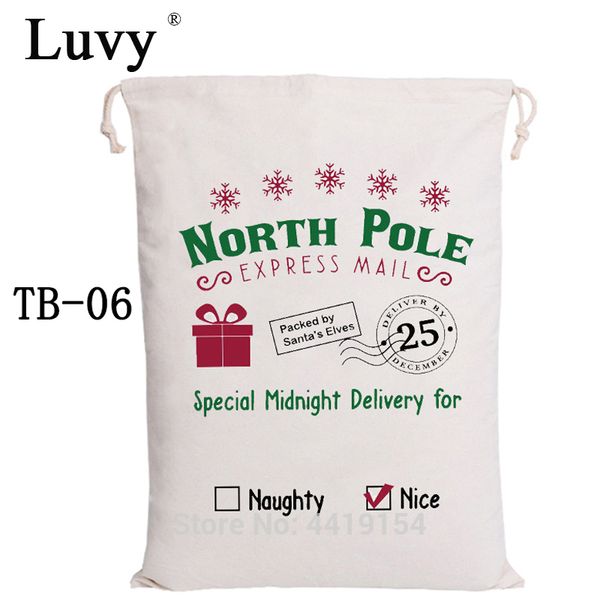 

luvy christmas stocking bags 30pcs/lot santa sacks drawstring canvas bag large santa claus party decoration christmas gift bag