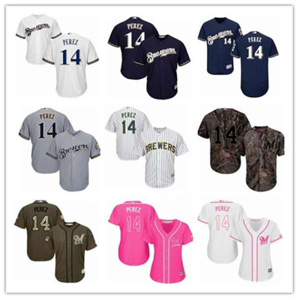 

custom any name number milwaukeebrewers 14 hernan perez baseball jersey brewer baseball wear marlins men women youth jerseys, Blue;black
