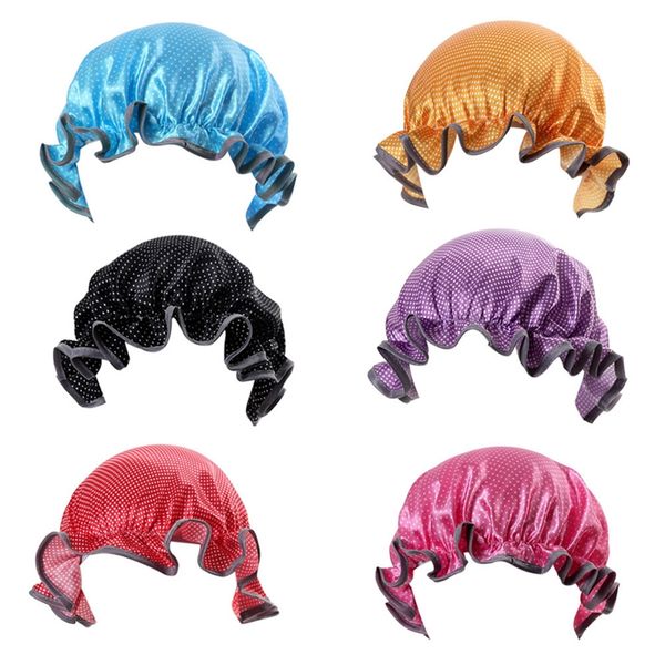 

girls lovely thick baby shower caps colorful double layer bath shower hair cover waterproof bathing cap new