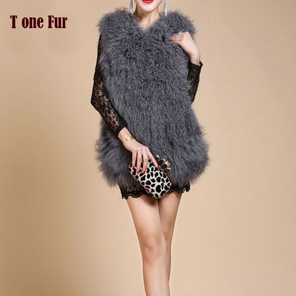 

2019 new real natural mongolia sheep fur vest for women high fashion fp363 y190926, Black;brown