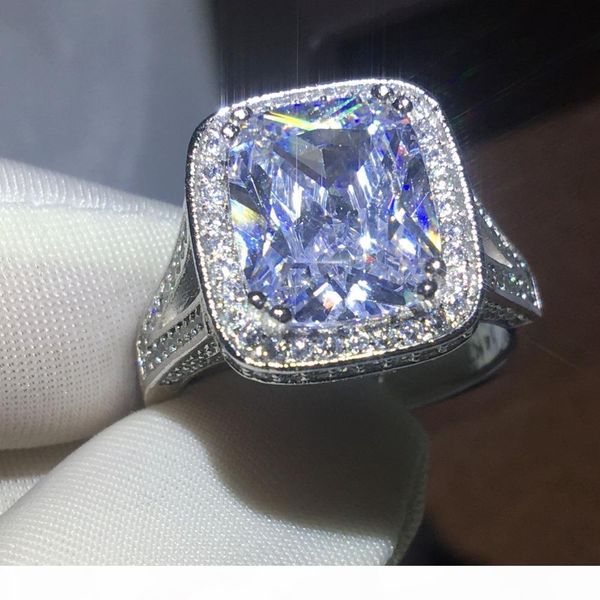 

fashion jewelry majestic sensation 10ct gem 5a zircon stone 14kt white gold filled engagement wedding band ring set sz 5-11, Slivery;golden