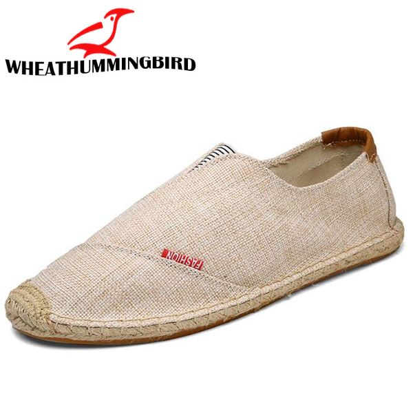 

male linen casual flats moccasins homme driving loafers shoe embroider espadrilles men fisherman canvas boat shoes la-14, Black