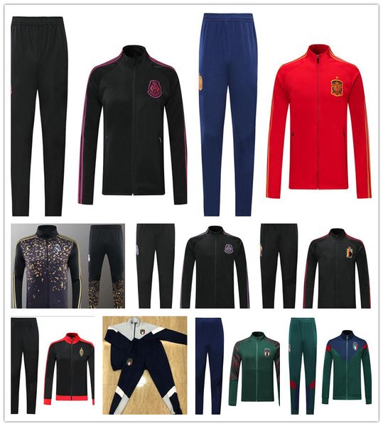 

mexico spain soccer jacket belgium survetement football tracksuit 2020 argentina real madrid football jackets chandal futbol track suits, Black