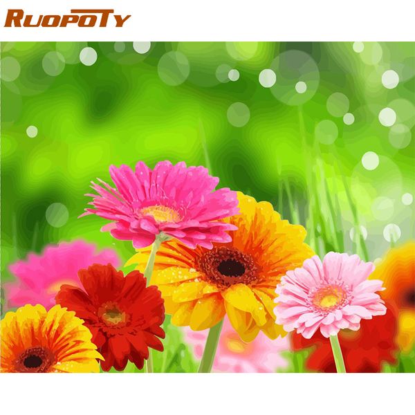

ruopoty frame colorful flower diy painting by numbers calligraphy painting handpainted art picture by numbers for home decor
