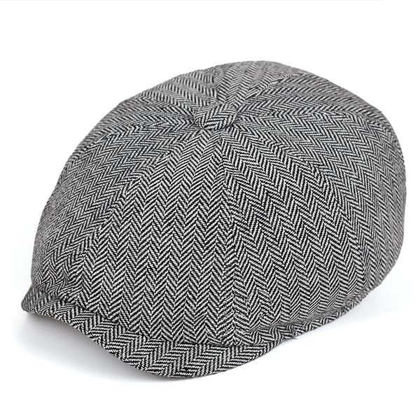 

2019 new autumn winter newsboy caps men and women warm tweed octagonal hat for male detective hats retro flat caps, Blue;gray