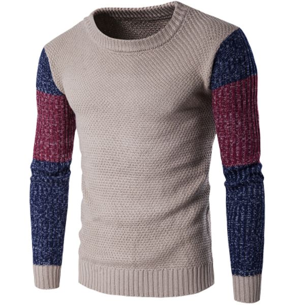 

men autumn winter sweaters round neck pullovers contrast color man casual sweater knitwear clothing 3 colors asian size -xxl, White;black