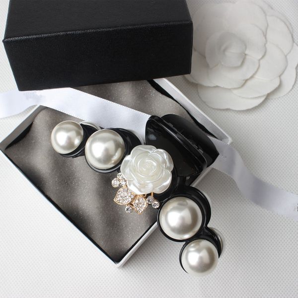 Fashion Cute Pearl Camellia Claw Clip Hair Pin per donna Crystal Princess Clip Accessori Equestrail Regalo 2pcs Lot248a
