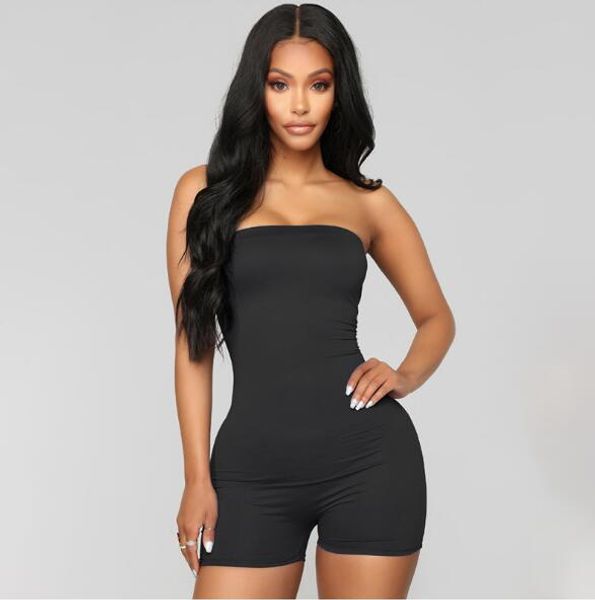 

new women's solid color casual jumpsuit, Black;white