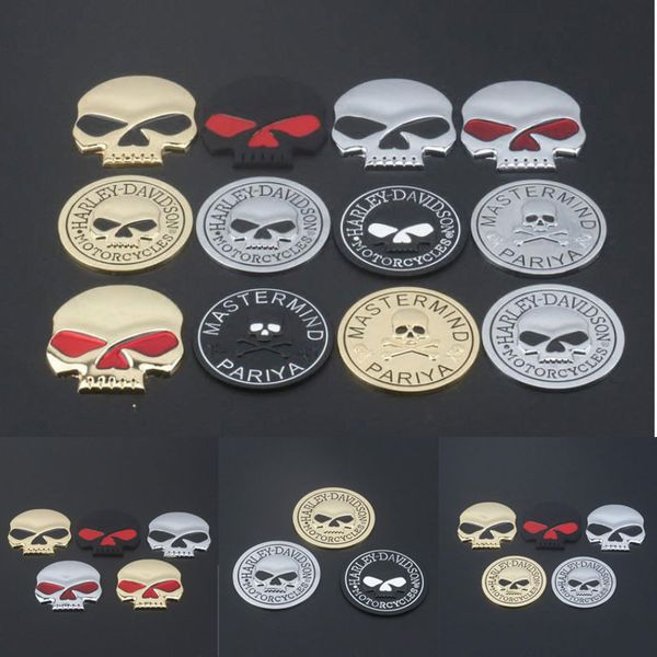 Adesivos de caveira de metal 3D para carro Adesivos de caveira de liga modificada Adesivos de cauda de corpo de carro Emblema de motocicleta Decalques de emblema Logotipo