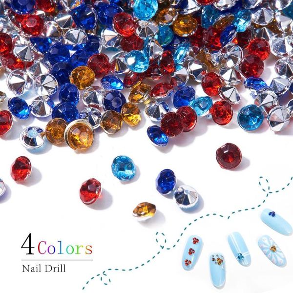 

same size different color nail rhinestones mixed packaged acrylic rhinestone pointed back cabochons drill crystal nail art stone, Silver;gold