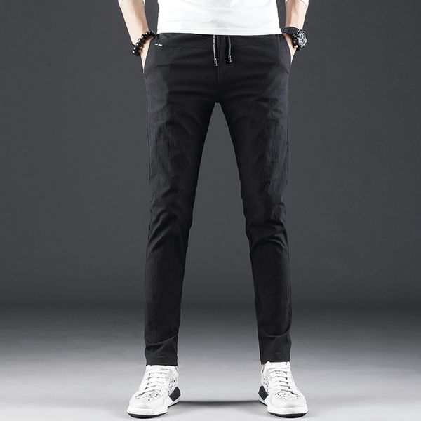 

2020 spring business casual straight workear pants men cotton slim fitness chinos fashion trousers male brand clothes plus size, Black