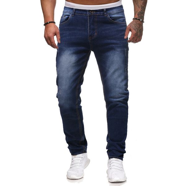 

eaby men jean fabric casual athletic pants trousers jeans k70, Blue