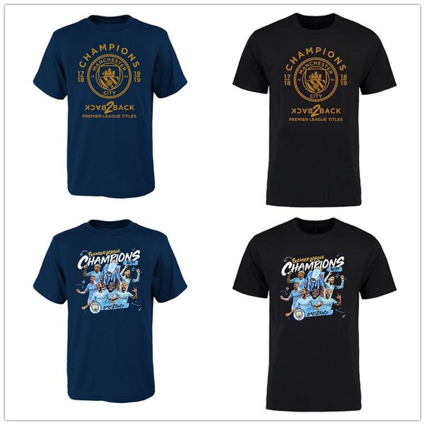 

English JESUS De BRUYNE AGUERO manchester soccer Championship T-shirts city 2018 2019 football Champions Tees shirt Printed Team Brand Logos