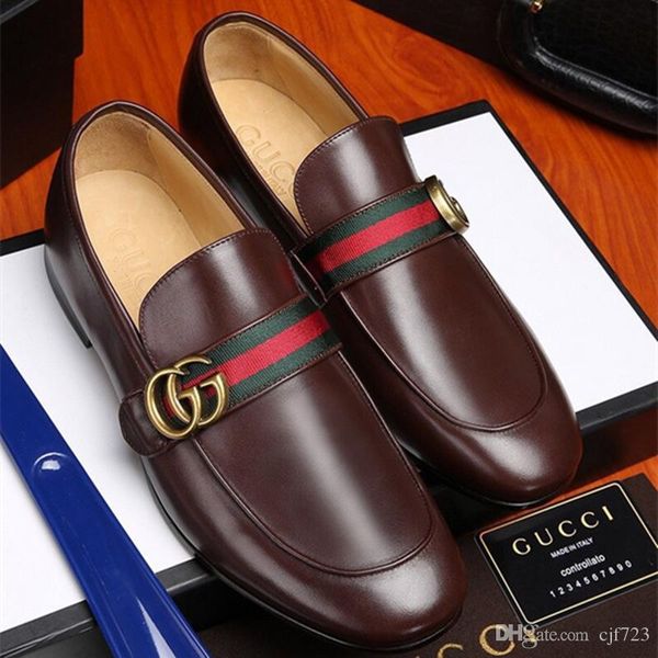 

fashion mens office dress dhoes genuine leather breathable italian designers men work shoes flats suit for party size 38-44