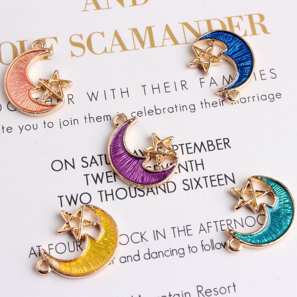 

луна сплава эмали позолоченные цвет подвески подвески для ручной diy серьги ожерелье брелок браслет изготовление ювелирных изделий аксессуар, Bronze;silver