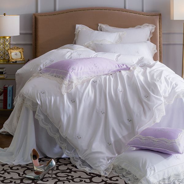 

french lace 60 long-staple cotton 4-piece bedding set bare sleeping european-style court princess style