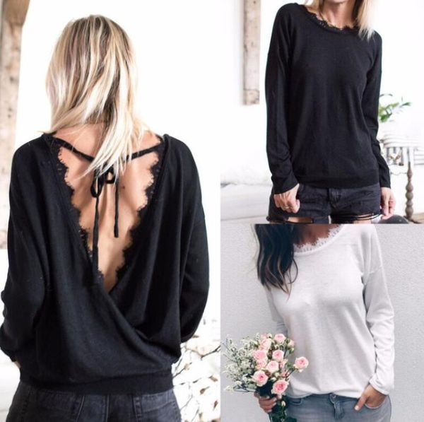 

white black designer sweaters for women backless tshirts 2020 spring casual lady sweatshirts s-xl wholesale