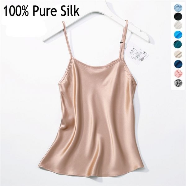 

camisoles & tanks women's 100% silk spaghetti strap camisole tank vest sleepwear  l jn003, Black;white