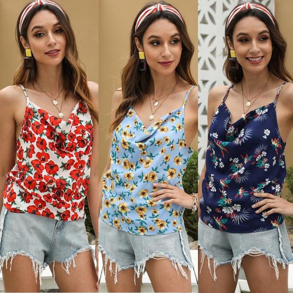 

women's tanks & camis womail 2021 womens summer casual sleeveless vests camisole ladies fashion holiday floral printed tank blouse, White