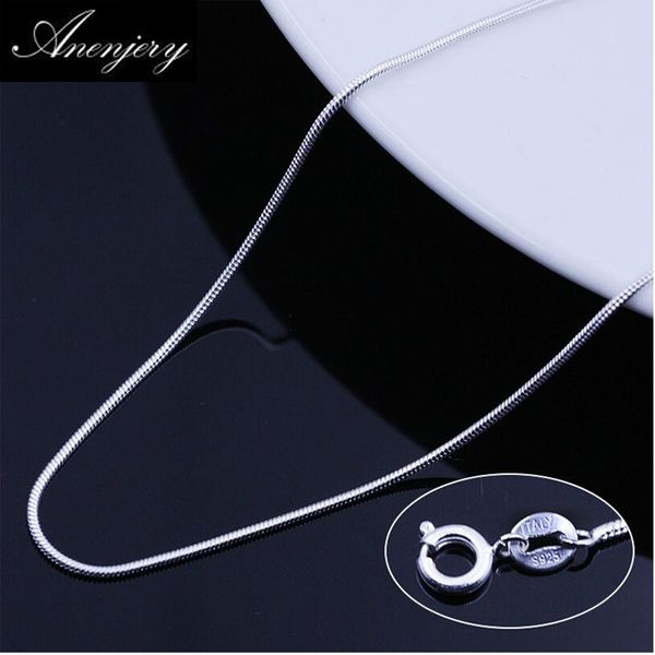 

anenjery 925 sterling silver snake chain necklace use for pendants charms women colar s-n34 (diameter 1.2mm