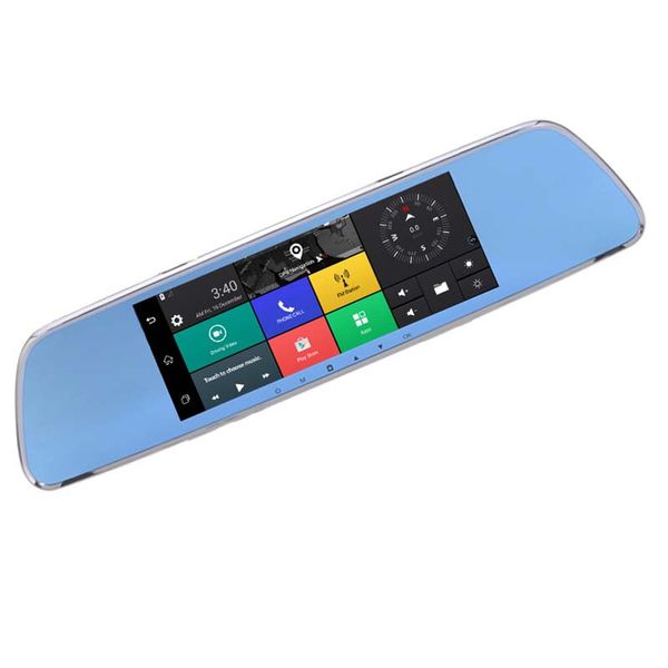 

7 inch 3g ips universal bundled car dash cam rear view reversing mirror with gps navi bluetooth wifi android 5.0 dual lens fhd 1