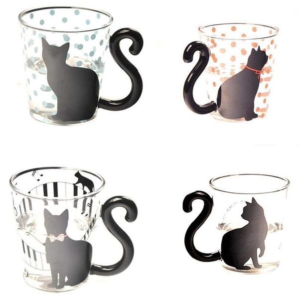 

4pcs assortments mug glass creatif cute cat mug