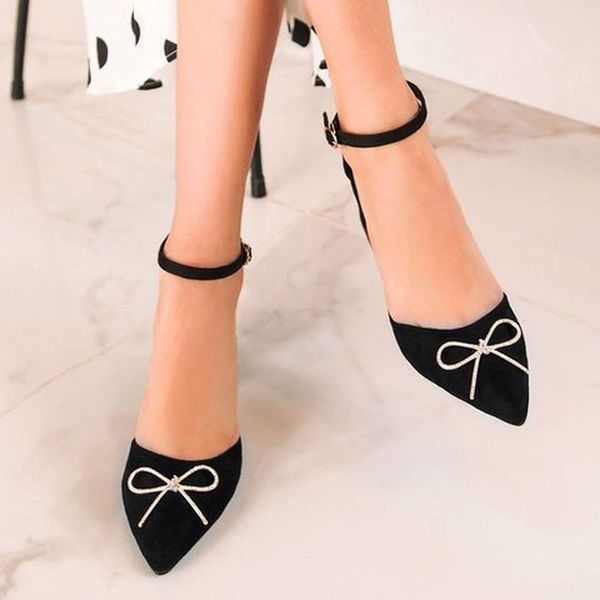 

women summer pumps high heels office ladies shoes woman pointed toe shiny bling crystal deco female mujer sapato feminino d755, Black